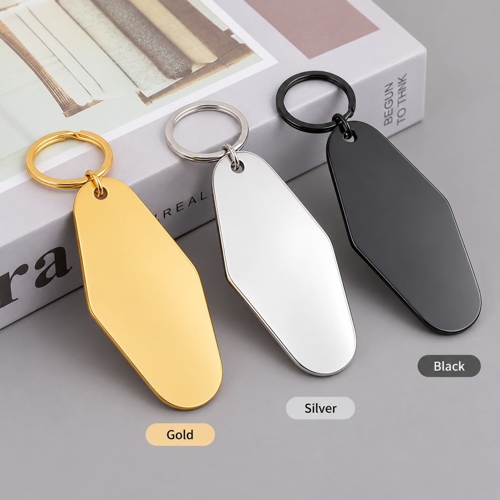 Custom Engraved Metal Keychain - Motel Style