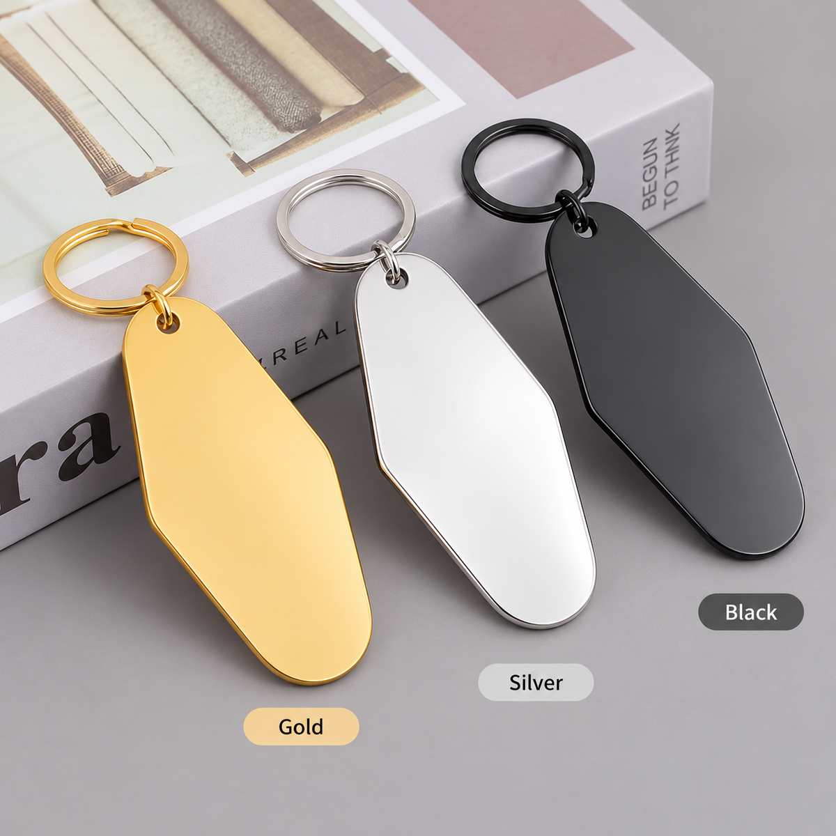 Custom Engraved Metal Keychain - Motel Style